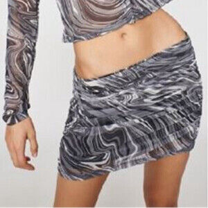 Garage, Women's Shirred Mesh Skirt - Black Swirly. Size: S. NWT.